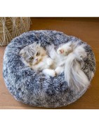 BOBBY | Chien et Chat | Coussin donut POILU noir