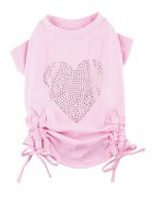 Doggy Dolly | Chien | T-shirt rose avec coeur strass et nœud rose