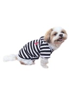 Doggy Dolly | Chien | T-shirt à capuche rayé noir et blanc