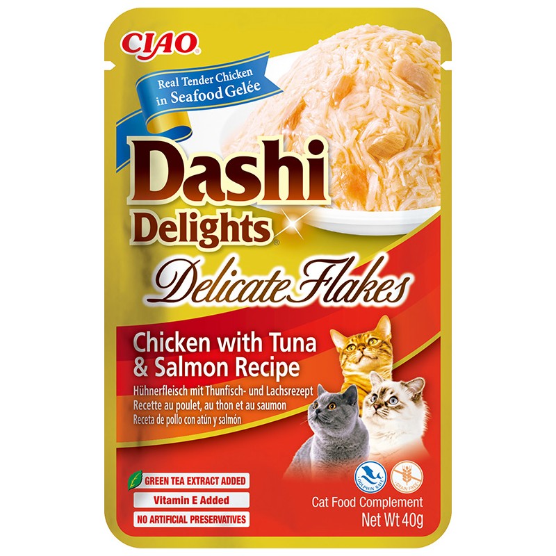 INABA Chat Dashi Delicate Flakes – Poulet, Thon & Saumon – 40 g