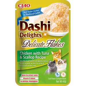 INABA Chat Dashi Delicate Flakes – Poulet, Thon & Saint-Jacques – 40 g