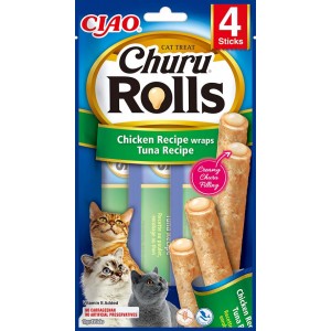 INABA Chat Churu Rolls – Wrap Poulet & Thon – Pack de 4 – 40 g