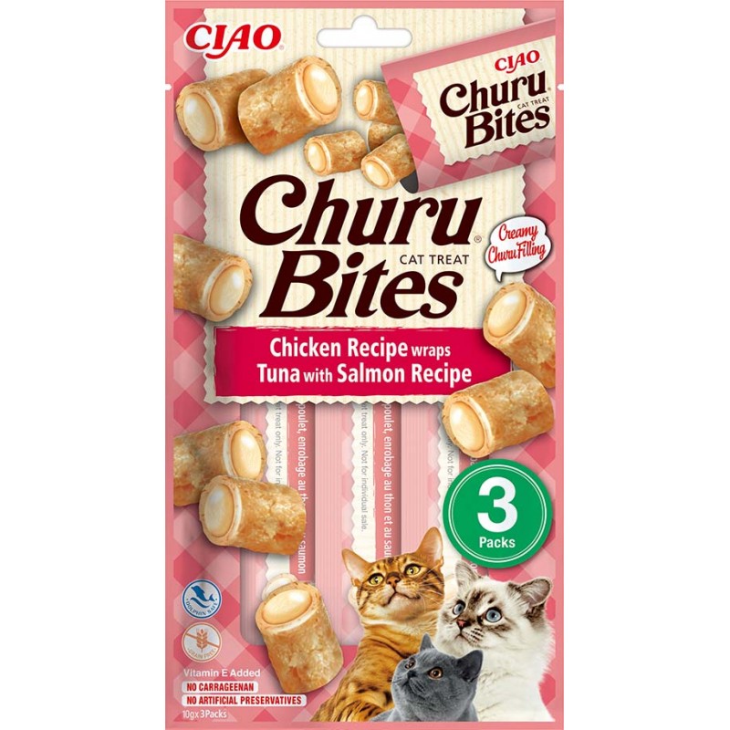 INABA Chat Churu Bites – Wrap Poulet & Thon Saumon – Pack de 3 – 30 g