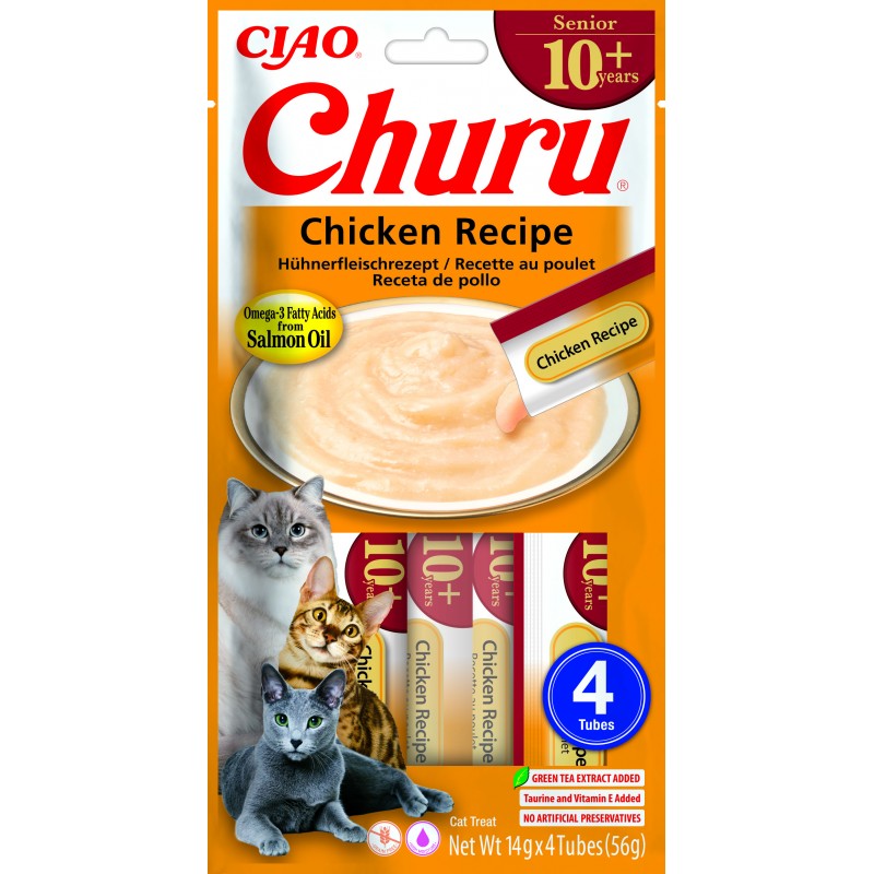 INABA Chat Churu Senior 10+ – Poulet – Pack de 4 – 56 g