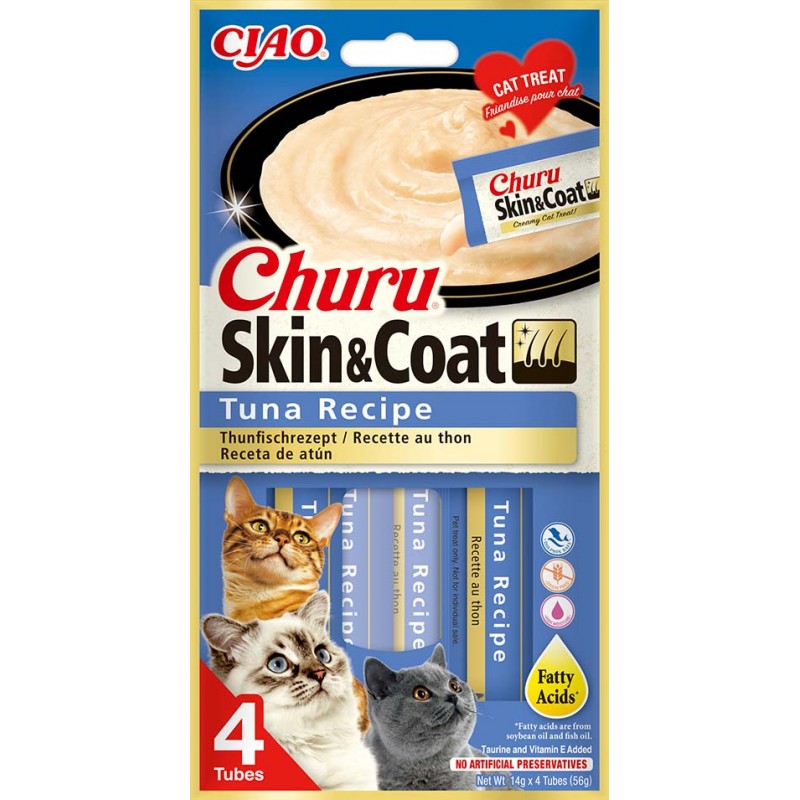 INABA Chat Churu Skin & Coat – Thon – Pack de 4 – 56 g