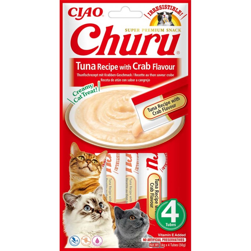 INABA Chat Churu – Thon Saveur Crabe – Pack de 4 – 56 g