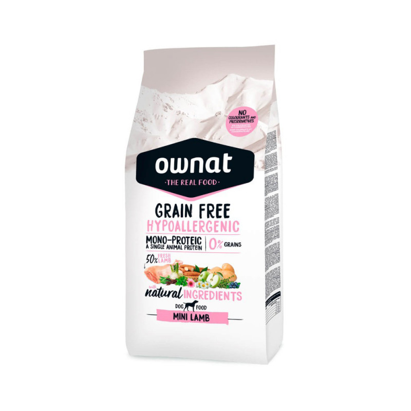 Ownat | Chien |  Croquette Sans Céréales HYPOALLERGENIC Mini Adulte à l'Agneau