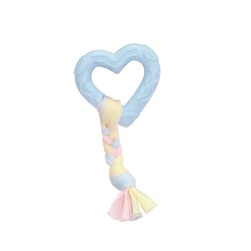 Jouet Cœur TPE & Tresse Coton pour Chiot et Petit Chien | 7 cm