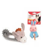Peluche Sonore Chien Lapin ou Âne avec Corde & Anneau Dentition | 18 cm
