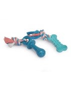 Lot Jouets Sucette & Os avec Corde TPE pour Chien | Mordillage & Gencives | 10 cm