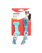Lot Jouets Brosse à Dents & Os avec Corde TPE pour Chien | Hygiène & Mordillage | 10 cm