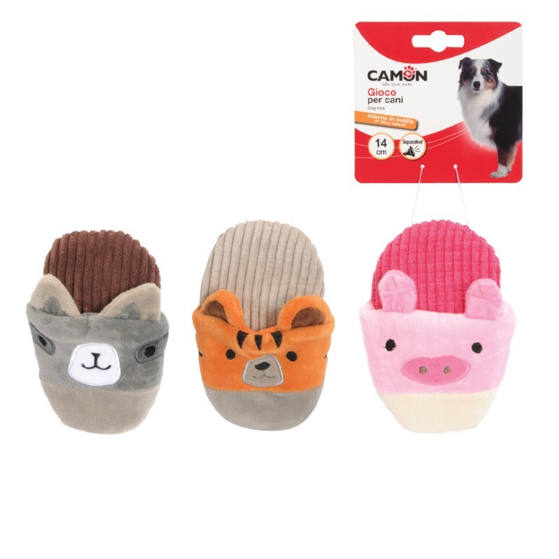 Peluche Sonore Pantoufle Animaux pour Chien | Couineur | 3 Modèles | 14 cm
