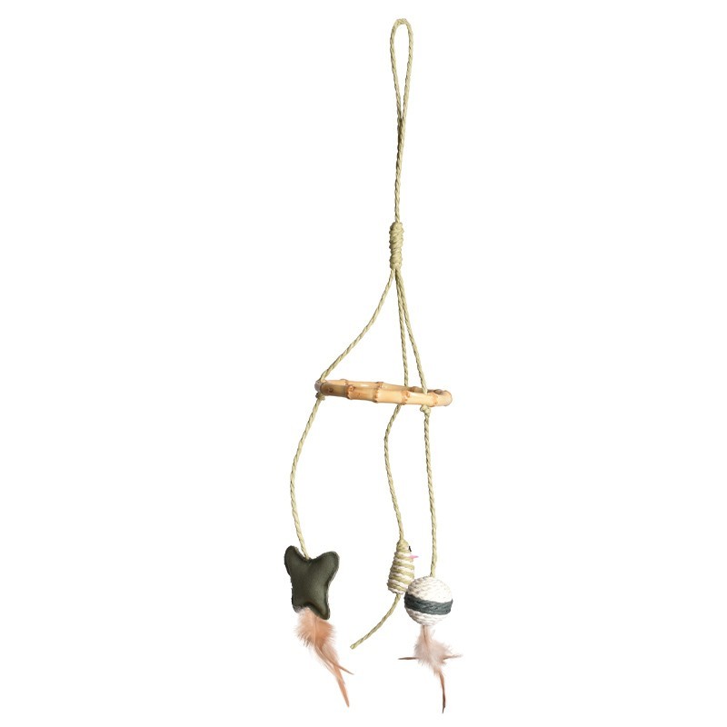 Module Jouet Chat Papillon Souris Boule | Corde Papier Recyclé | Accroche Porte