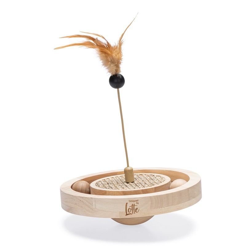Jouet Bois Winni Designed by Lotte pour Chat | Sisal Plume & Balles | H 30 cm