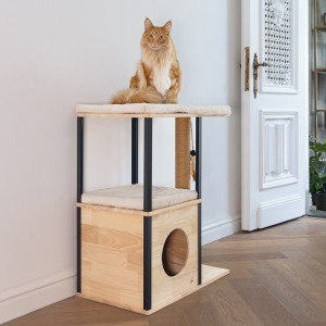 Arbre à Chat Nala Wood Designed by Lotte | Bois Hévéa & Aluminium | H 82 cm