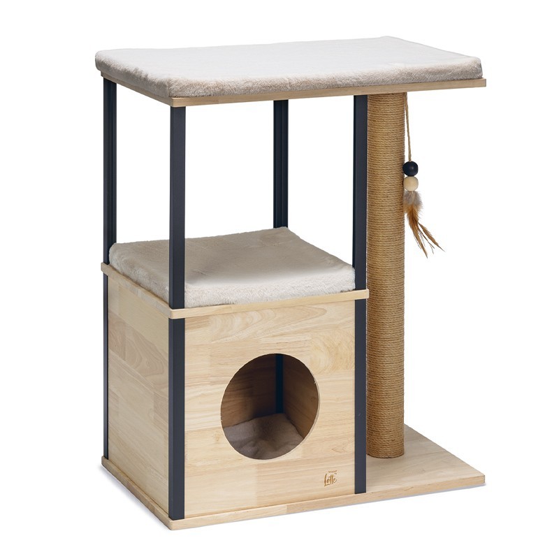 Arbre à Chat Nala Wood Designed by Lotte | Bois Hévéa & Aluminium | H 82 cm