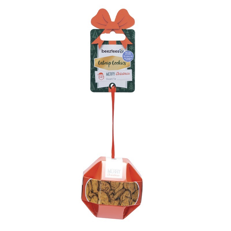 Boule de Noël Friandises Chat Catnip Cookies Poulet Thon | À Accrocher au Sapin | 30 g