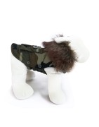 Manteau camouflage avec col en fourrure | Petit chien