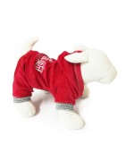 Jogging en velours rouge COPYRIGHT avec 4 pattes | Petit chien