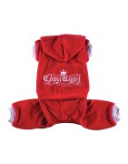 Jogging en velours rouge COPYRIGHT avec 4 pattes | Petit chien