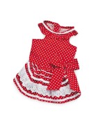 Robe rouge vif avec pois blanc | Petit chienne