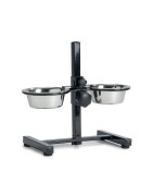 Support réglable avec 2 gamelles pour chien en inox