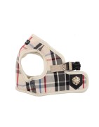 Harnais veste PUPPIA JUNIOR à carreaux beige style anglais
