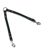 Laisse accouple en cuir noir pour attacher 2 chiens