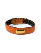 Collier cuir de veau souple orange pour chien
