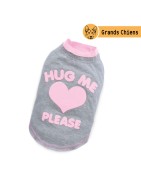 T-shirt Hug me gris et rose | Grands chiens
