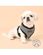 PUPPIA GASPAR | Harnais chien motif pied de poule avec fourrure