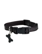 Collier pour chien en nylon avec surpiqûres réfléchissantes | BOBBY SAFE Noir
