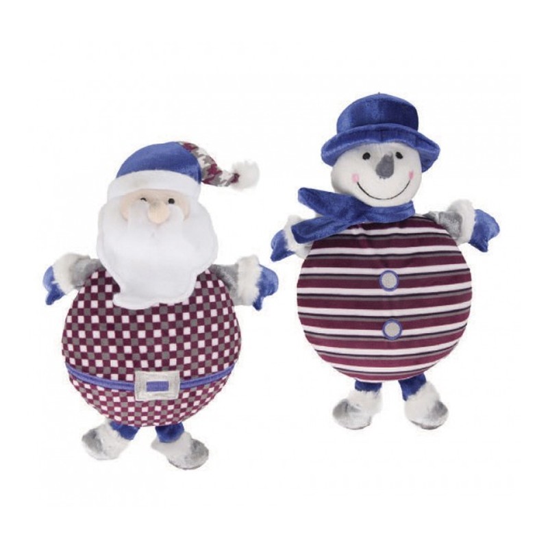 2 Peluches de Noël Ours et Rennes avec bruiteur | Jouet pour chien et chiot | 18 cm
