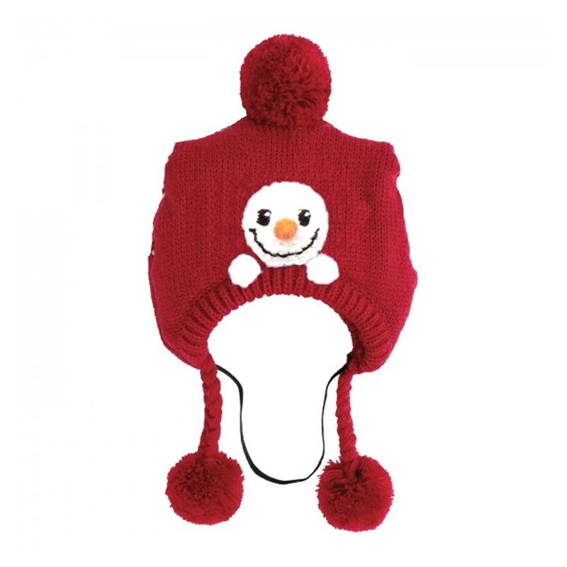 Bonnet de Noël pour chien ou chat avec pompon et bonhomme de neige