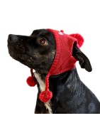Bonnet de Noël pour chien ou chat avec pompon et bonhomme de neige