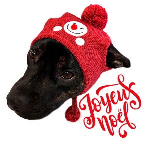 Bonnet de Noël pour chien ou chat avec pompon et bonhomme de neige