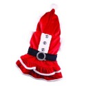 Manteau robe mère Noël pour chienne avec capuche et pompon : Taille:XS - Dos 18 à 21 cm. Chien 1,5 kg.