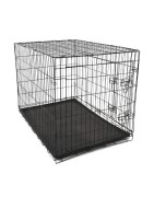Cage de transport métal noir pliante fond amovible pour chien