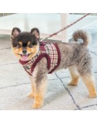 Harnais veste pour chien Puppia  à carreaux avec fourrure pour l'hiver