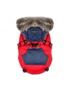 Manteau Orson rouge avec harnais intégré | Puppia