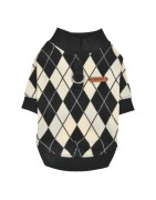 Pull pour chien jacquard noir et blanc | PUPPIA Jaden