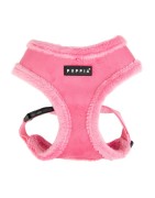 Harnais PUPPIA en suédine rouge avec fourrure TERRY